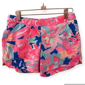 Lilly Pulitzer Ocean View Board Pull On Shorts XS Floral Pink Preppy Resort